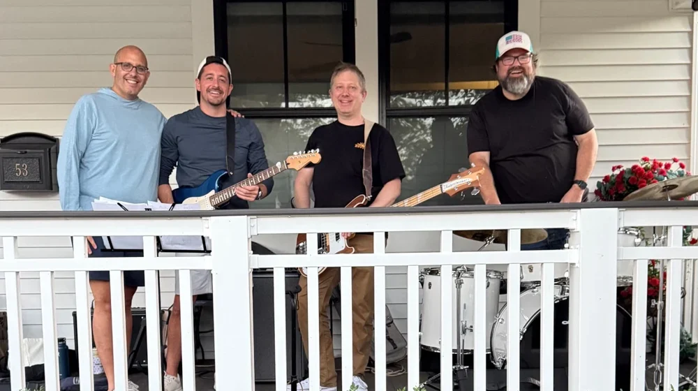 Anthony and fellow musicians together on an Ocean Grove porch